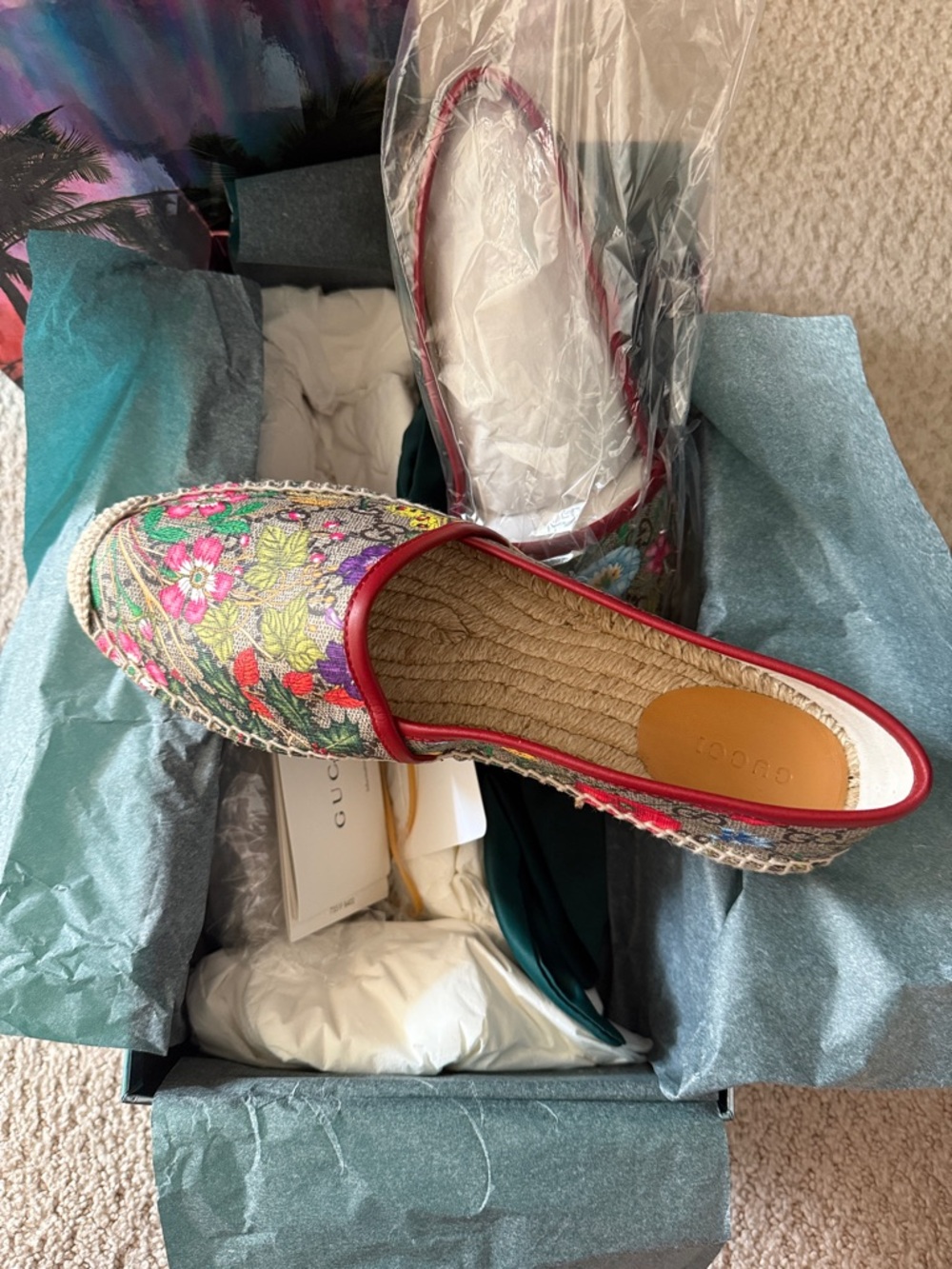 Gucci GG Supreme Flora Espadrilles Flats EU 38+ NWT Box - Picture 4 of 10